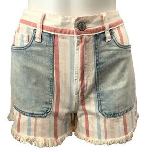 American Eagle Outfitters Mom Shorts Blue & White Orange 4